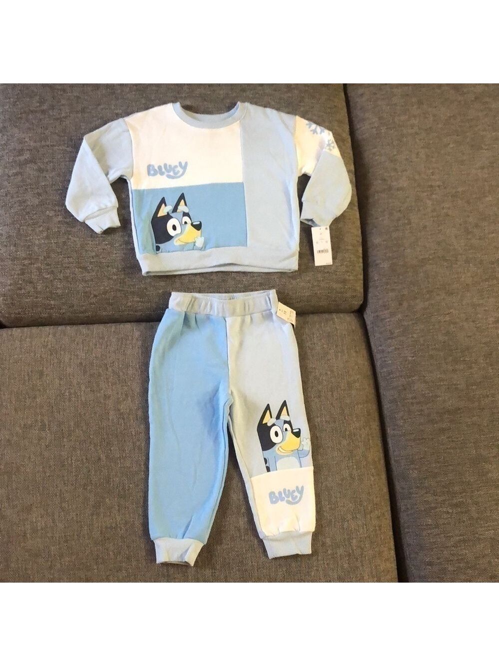 BLUEY Moose Toddler Boy Bluey Sweatshirt Pullover Sweatpants Set Blue Cream 3T - Picture 6 of 17